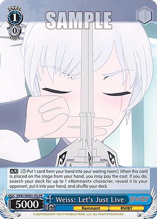 Image of Weiss: Let's Just Live (RWBY/WXE01-P02 PR) - RWBY Premium Booster