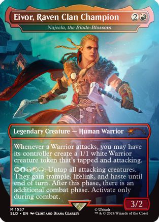 Image of Eivor, Raven Clan Champion - Najeela, the Blade-Blossom (Rainbow Foil) (SLD-1557) - Secret Lair Drop Series Foil