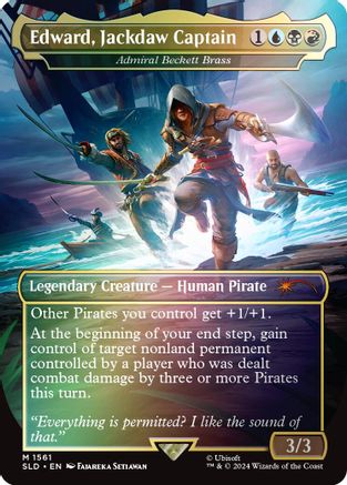 Image of Edward, Jackdaw Captain - Admiral Beckett Brass (Rainbow Foil) (SLD-1561) - Secret Lair Drop Series Foil