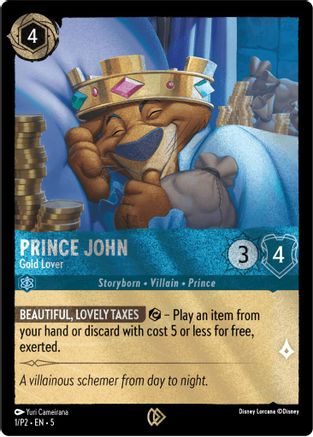 Image of Prince John - Gold Lover (1) - Disney Lorcana Promo Cards Cold Foil