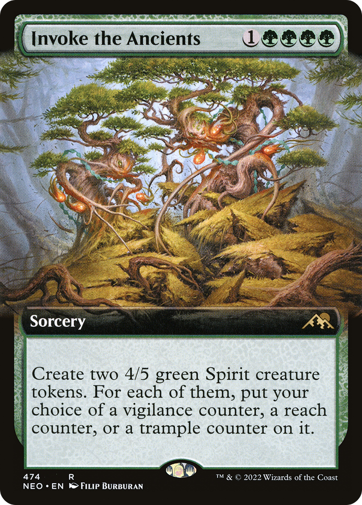 Image of Invoke the Ancients (Extended Art) (NEO-474) - Kamigawa: Neon Dynasty: (Extended Art) Foil