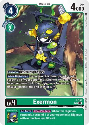 Image of Exermon - P-150 (Store Tournament 2024 Jul. - Sep. Participation Pack) (P-150) - Digimon Promotion Cards
