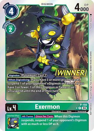 Image of Exermon - P-150 (Store Tournament 2024 Jul. - Sep. Winner Pack) (P-150) - Digimon Promotion Cards Foil
