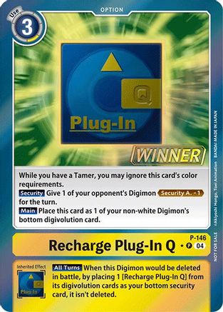 Image of Recharge Plug-In Q - P-146 (Store Tournament 2024 Jul. - Sep. Winner Pack) (P-146) - Digimon Promotion Cards Foil
