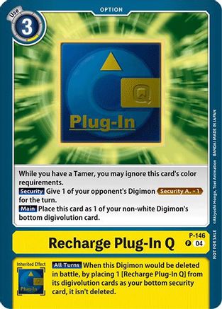Image of Recharge Plug-In Q - P-146 (Store Tournament 2024 Jul. - Sep. Participation Pack) (P-146) - Digimon Promotion Cards