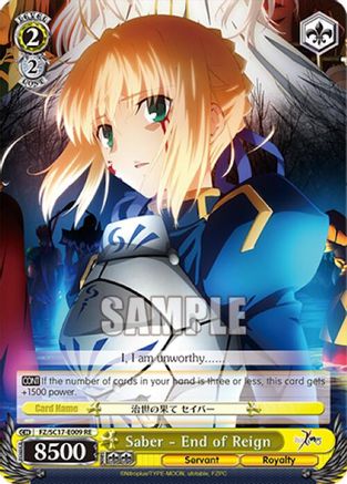 Image of Saber - End of Reign (FZ/SC17-E009 RE) - Fate/Zero Chronicle Set