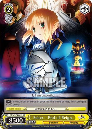 Image of Saber - End of Reign (SR) (FZ/SC17-E009S RE) - Fate/Zero Chronicle Set