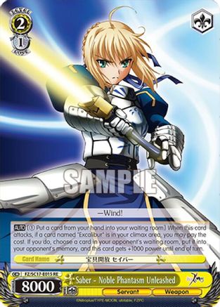 Image of Saber - Noble Phantasm Unleashed (FZ/SC17-E015 RE) - Fate/Zero Chronicle Set
