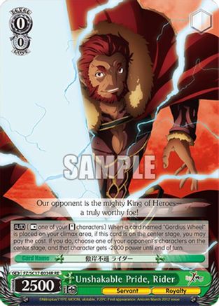 Image of Unshakable Pride, Rider (RRR) (FZ/SC17-E034R RE) - Fate/Zero Chronicle Set