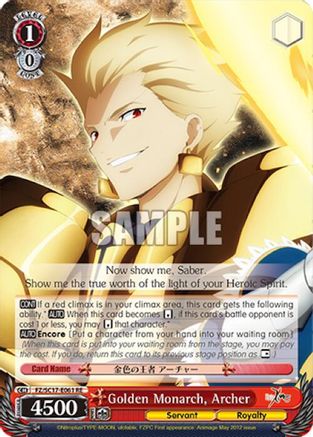 Image of Golden Monarch, Archer (FZ/SC17-E061 RE) - Fate/Zero Chronicle Set