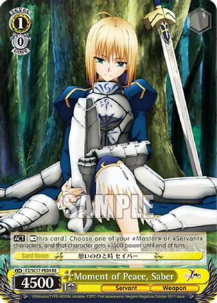 Image of Moment of Peace, Saber (FZ/SC17-PE04 RE) - Fate/Zero Chronicle Set