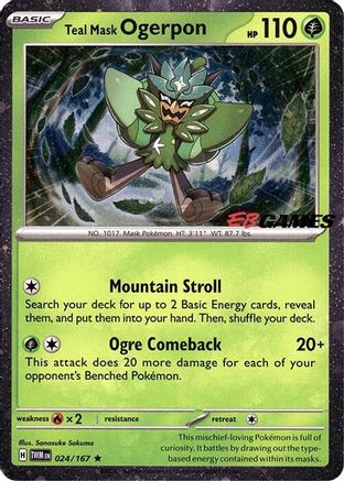Image of Teal Mask Ogerpon (Cosmos Holo) (EB Games Exclusive) 024  - Holofoil Miscellaneous Cards & Products - Rare