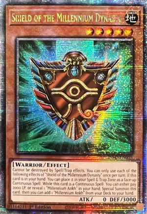 Image of Shield of the Millennium Dynasty (Quarter Century Secret Rare) (INFO-EN003) - The Infinite Forbidden 1st Edition