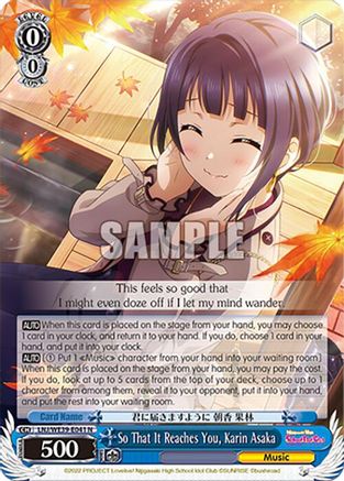 Image of So That It Reaches You, Karin Asaka (LNJ/WE39-E041 N) - Love Live! School Idol Festival Series 10th Anniversary Premium Booster
