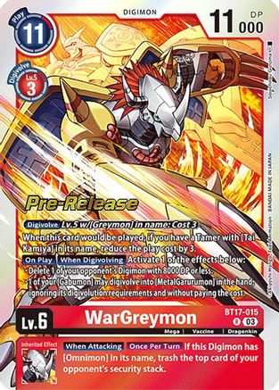 Image of WarGreymon (BT17-015) - Secret Crisis Pre-Release Cards Foil