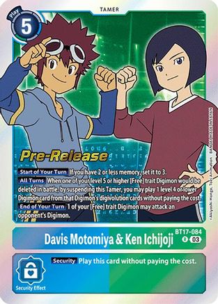 Image of Davis Motomiya & Ken Ichijoji (BT17-084) - Secret Crisis Pre-Release Cards Foil