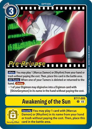 Image of Awakening of the Sun (BT17-099) - Secret Crisis Pre-Release Cards Foil
