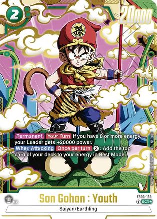Image of Son Gohan : Youth - FB03-139 (Alternate Art) (FB03-139) - Raging Roar Holofoil