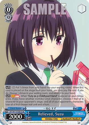 Image of Relieved, Suzu (SR) (AYT/W110-E081S SR) - Ayakashi Triangle