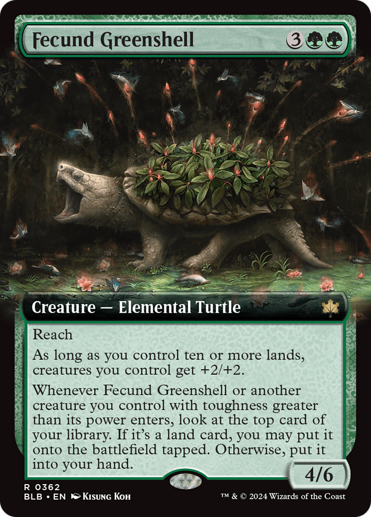 Image of Fecund Greenshell (Extended Art) (BLB-362) - Bloomburrow: (Extended Art)