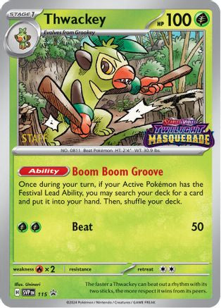Image of Thwackey (Prerelease) [Staff] 115  - Holofoil SV Scarlet & Violet Promo Cards - Promo