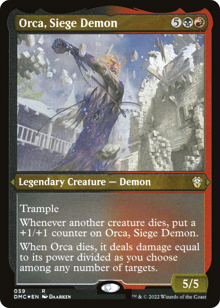 Image of Orca, Siege Demon (DMC-059) - Dominaria United Commander Etched Foil