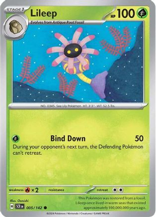 Image of Lileep 005/142  - Reverse Holofoil SV07 Stellar Crown - Common