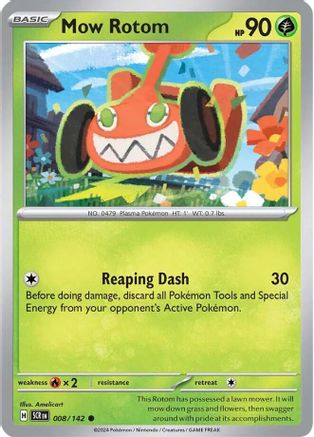 Image of Mow Rotom 008/142  - Reverse Holofoil SV07 Stellar Crown - Common
