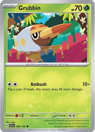 Image of Grubbin 009/142  - Reverse Holofoil SV07 Stellar Crown - Common