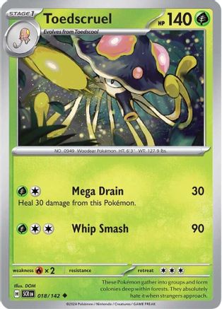 Image of Toedscruel 018/142  - Reverse Holofoil SV07 Stellar Crown - Uncommon