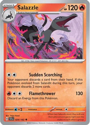 Image of Salazzle 024/142  - Reverse Holofoil SV07 Stellar Crown - Uncommon