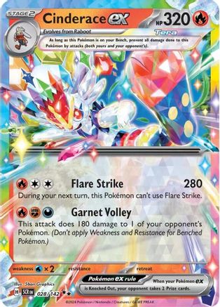 Image of Cinderace ex 028/142  - Holofoil SV07 Stellar Crown - Double Rare