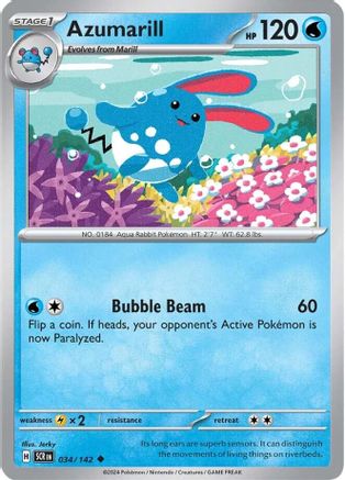 Image of Azumarill 034/142  - Reverse Holofoil SV07 Stellar Crown - Uncommon