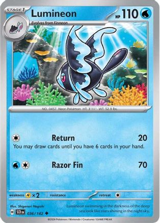 Image of Lumineon 036/142  - Reverse Holofoil SV07 Stellar Crown - Uncommon