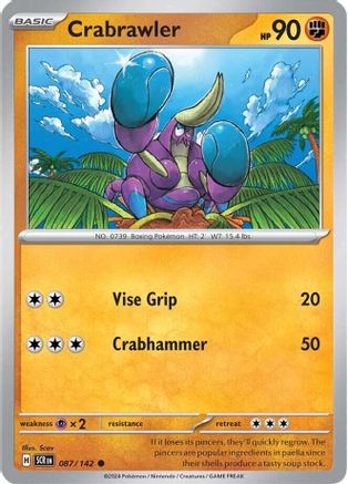 Image of Crabrawler 087/142  - Reverse Holofoil SV07 Stellar Crown - Common