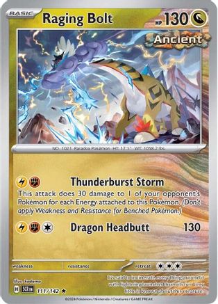 Image of Raging Bolt 111/142  - Reverse Holofoil SV07 Stellar Crown - Rare