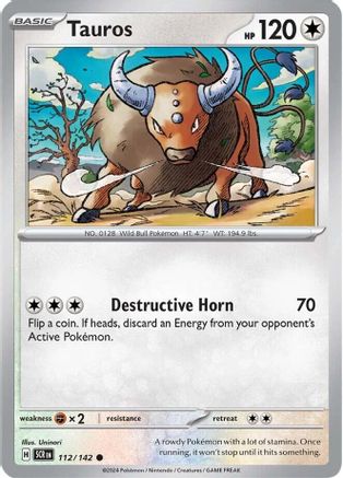 Image of Tauros 112/142  - Reverse Holofoil SV07 Stellar Crown - Common