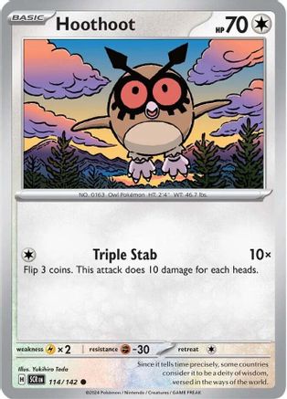 Image of Hoothoot 114/142  - Reverse Holofoil SV07 Stellar Crown - Common