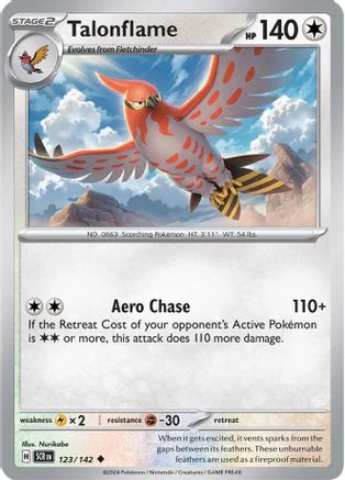 Image of Talonflame 123/142  - Reverse Holofoil SV07 Stellar Crown - Uncommon