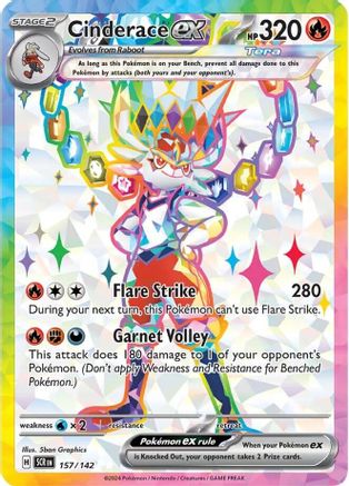 Image of Cinderace ex 157/142  - Holofoil SV07 Stellar Crown - Ultra Rare