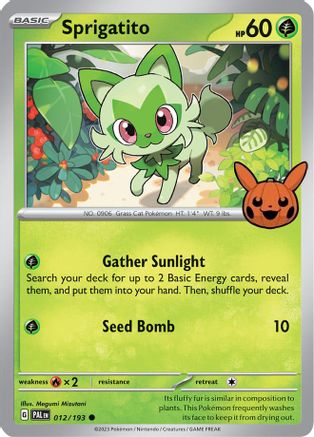 Image of Sprigatito 012/193  Trick or Trade BOOster Bundle 2024 - Common