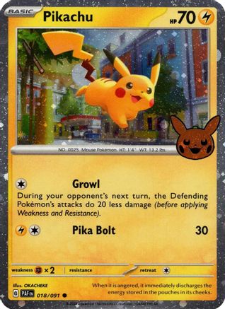 Image of Pikachu 018/091  - Holofoil Trick or Trade BOOster Bundle 2024 - Holo Rare