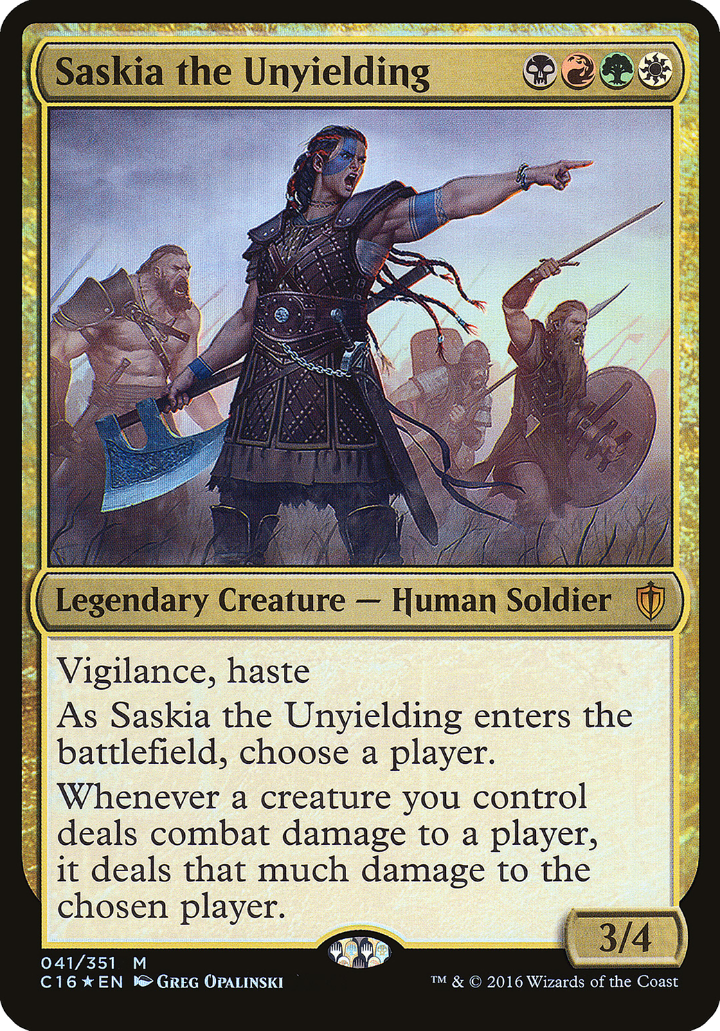 Image of Saskia the Unyielding (Commander 2016) (OVER-041) - Commander 2016 Oversized Foil