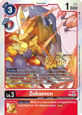 Image of Zubamon - P-097 (2024 Regionals Champion) (P-097) - Digimon Promotion Cards Foil