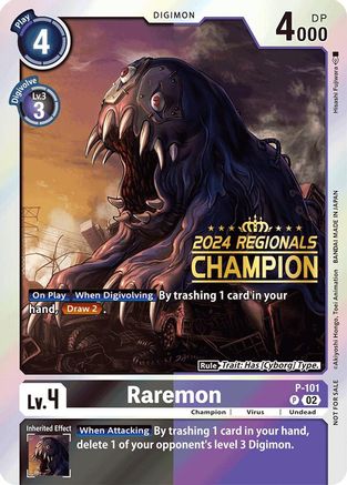 Image of Raremon - P-101 (2024 Regionals Champion) (P-101) - Digimon Promotion Cards Foil