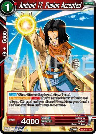 Image of Android 17, Fusion Accepted (BT26-018) - Ultimate Advent Foil