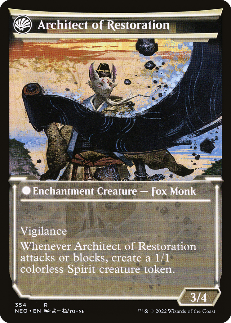 Image of The Restoration of Eiganjo (Showcase) (NEO-354) - Kamigawa: Neon Dynasty: (Showcase, fandfc) Foil