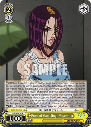 Image of Price of Gambling, Miraschon (JJ/SE42-E18 N) - JoJo's Bizarre Adventure: Stone Ocean Premium Booster