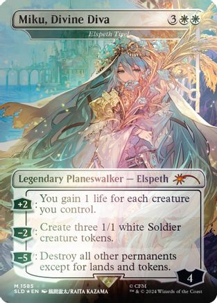 Image of Miku, Divine Diva - Elspeth Tirel (Rainbow Foil) (SLD-1585) - Secret Lair Drop Series Foil