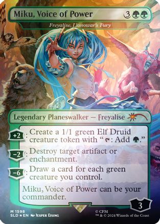 Image of Miku, Voice of Power - Freyalise, Llanowar's Fury (Rainbow Foil) (SLD-1598) - Secret Lair Drop Series Foil